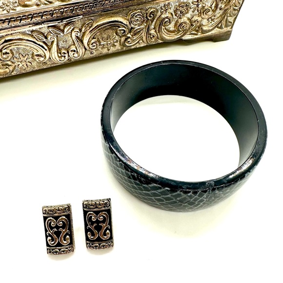 Vintage Snake Bangle & Ornate Earrings - Picture 1 of 7